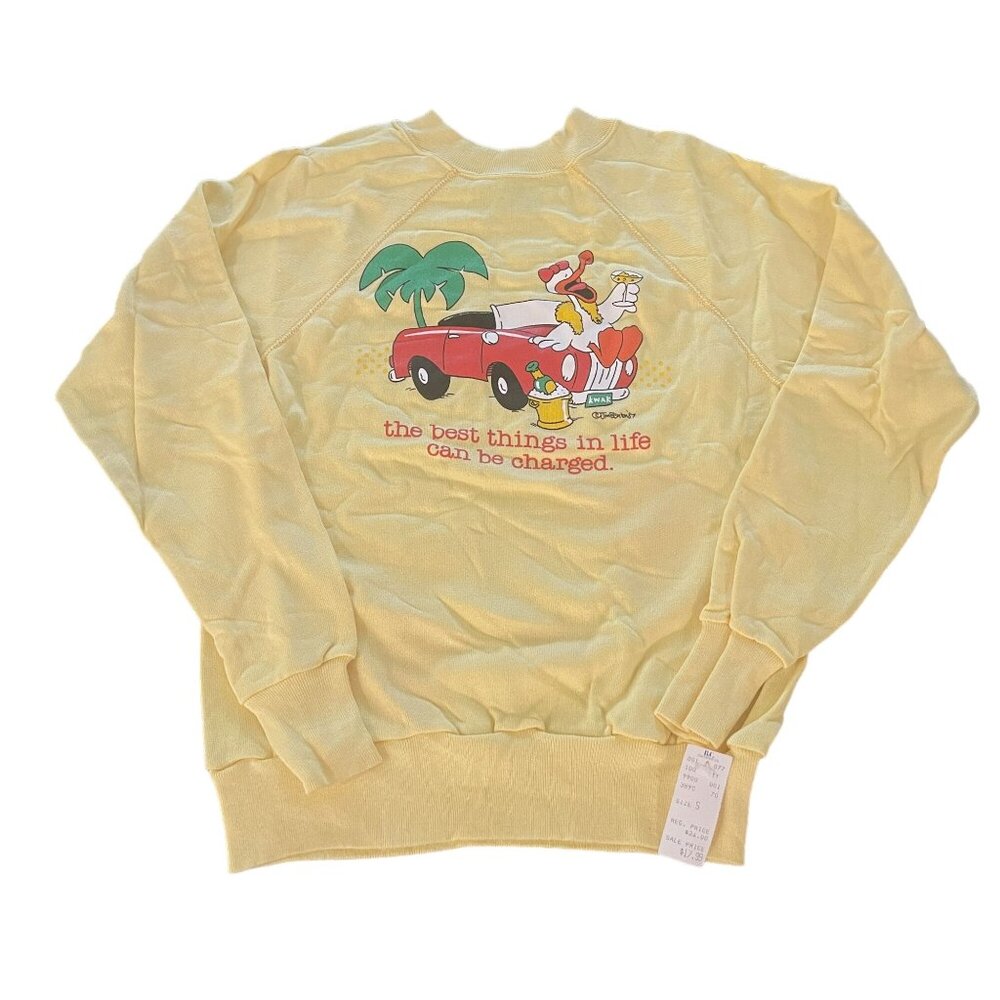 Vintage 80s Crewneck Sweatshirt Character Jim Benton Design Made USA, Size S NWT
